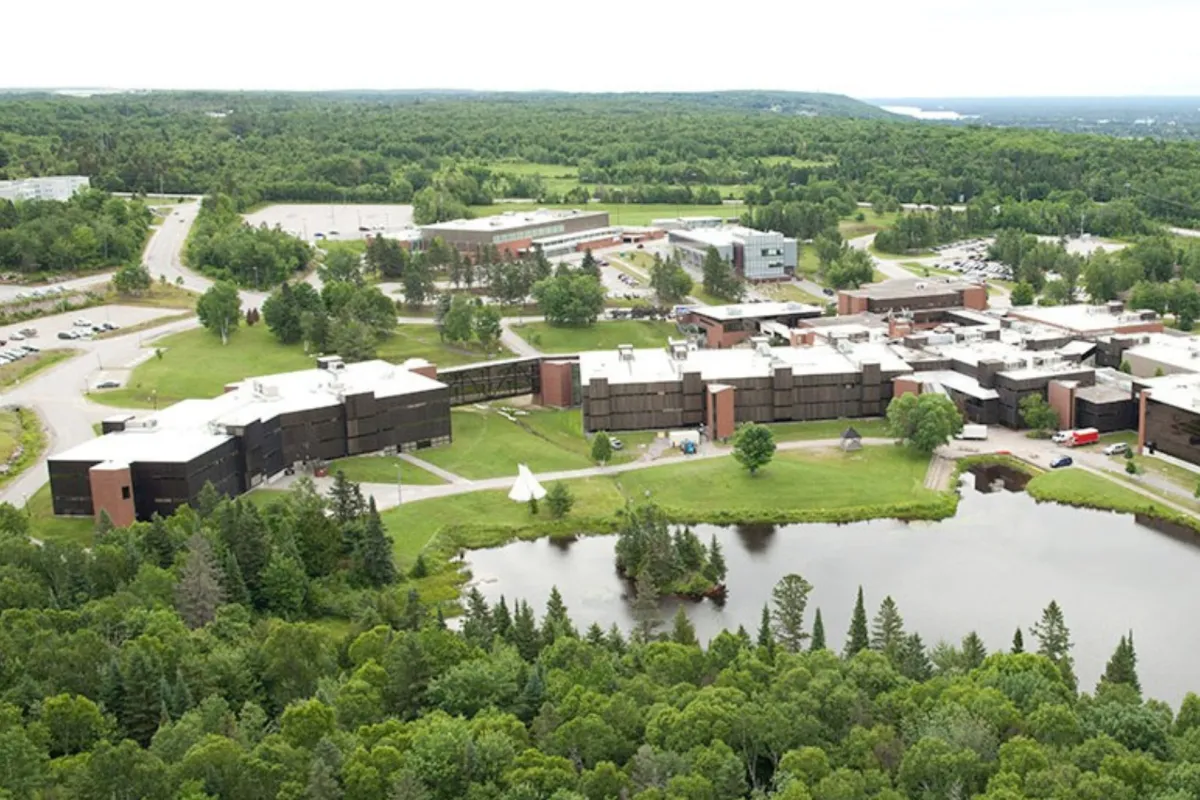 Nipissing University campus from a bird's eye view