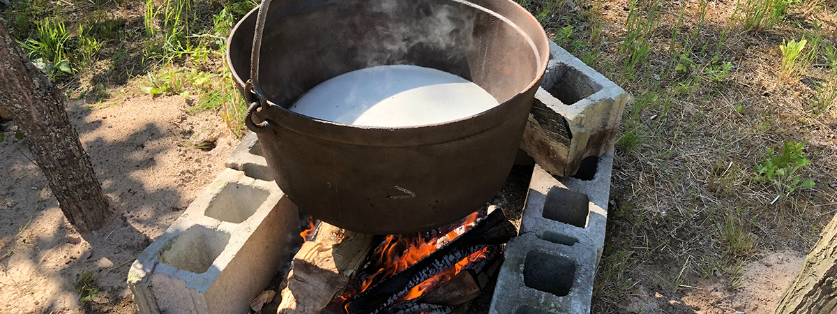 Pot on open fire