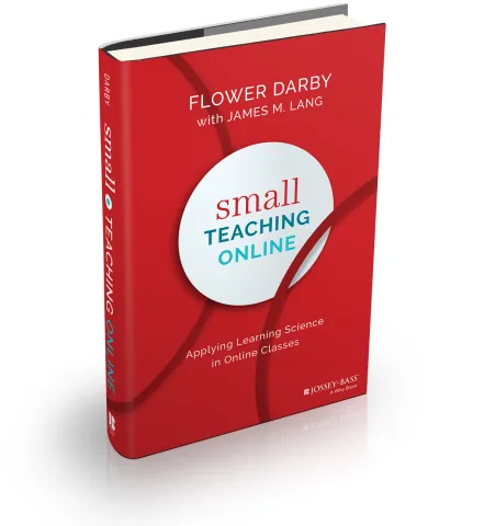Small Teaching Online hardcover book stands upright.