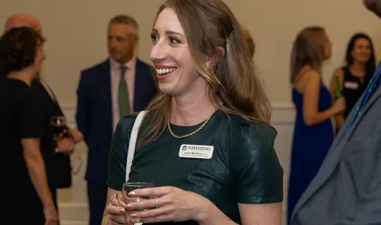 Laurel Muldoon mingles with crowd