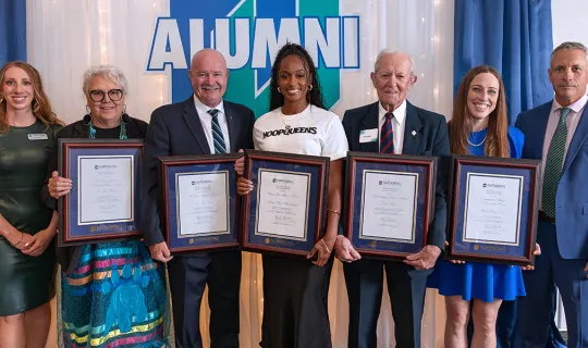 (l-r): Laurel Muldoon, Dr. Joyce Helmer, Dr. Paul Cook, Nakissa Koomalsingh, Colin Vezina, Mabel Plourde-Doran, Dr. Kevin B. Wamsley.