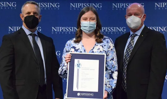 Emily Dawson with President and Chancellor