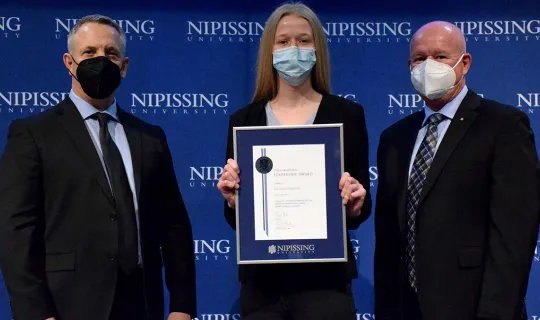 Julianna Vieveen with President and Chancellor