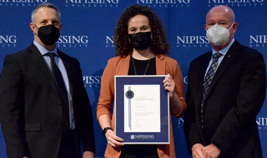 Sara Tetrault with President and Chancellor