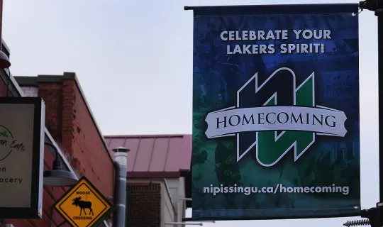 Nipissing Homecoming banners in downtown North Bay