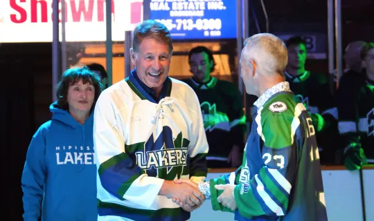 Dr. Scott Russell at the Nipissing Lakers hockey game at Memorial Gardens in North Bay