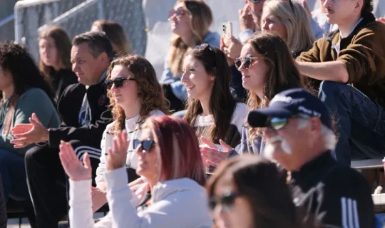 Crowd watching NU Homecoming 2025 games