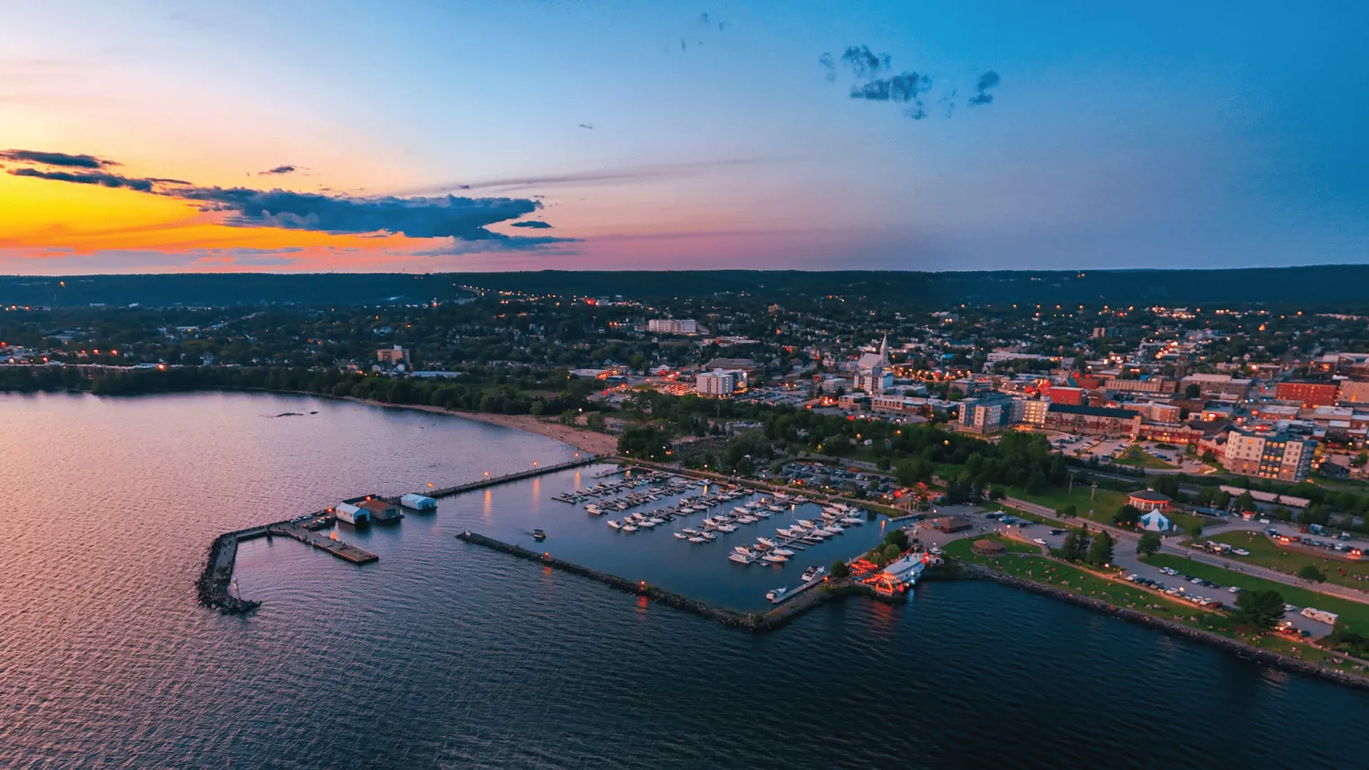 A top view of the waterfront in north bay