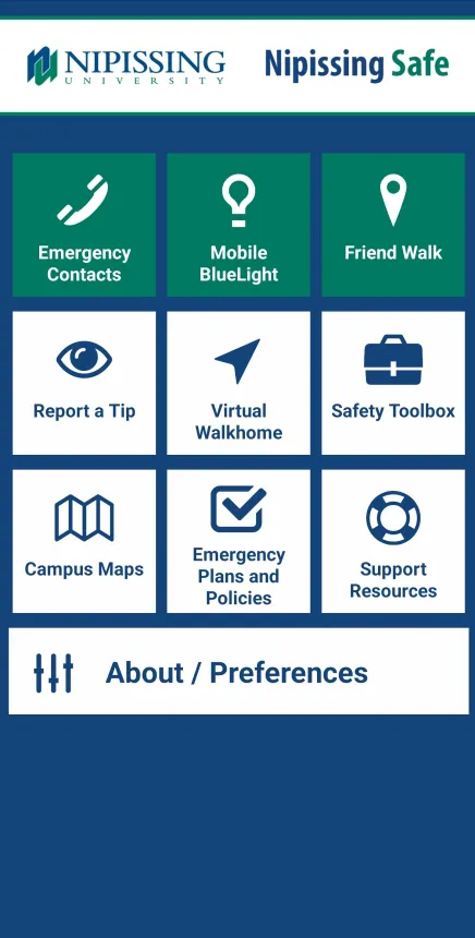 Nipissing Safe App screen