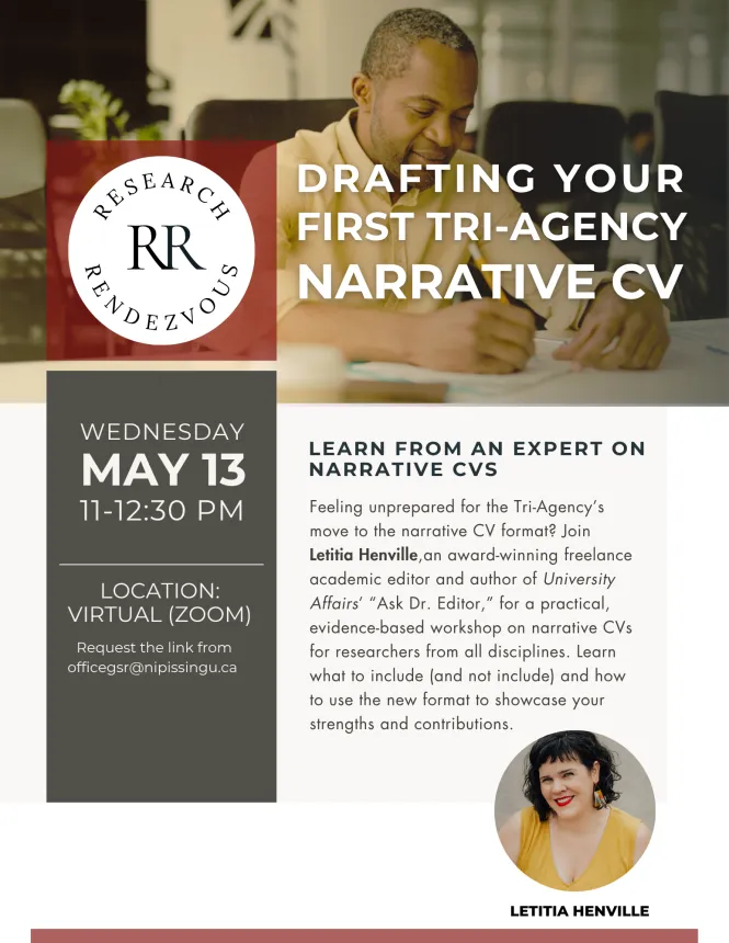 Drafting Your First Tri-Agency Narrative CV, May 13th at 11-12:30 p.m., Zoom