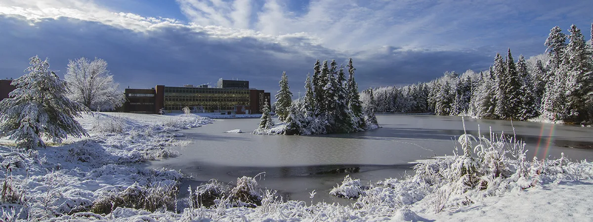 Snowy Nipissing University campus