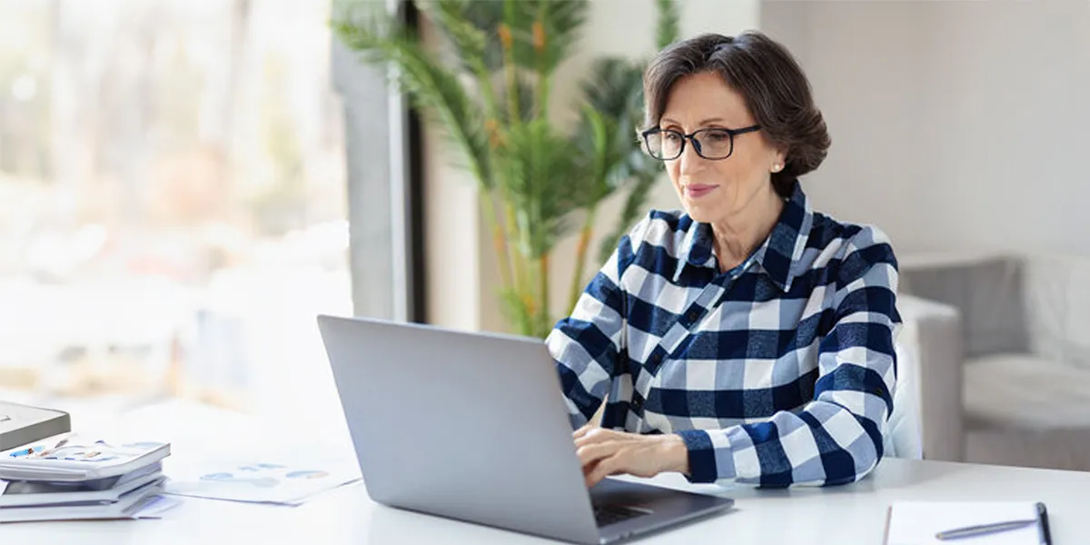 female working at laptop