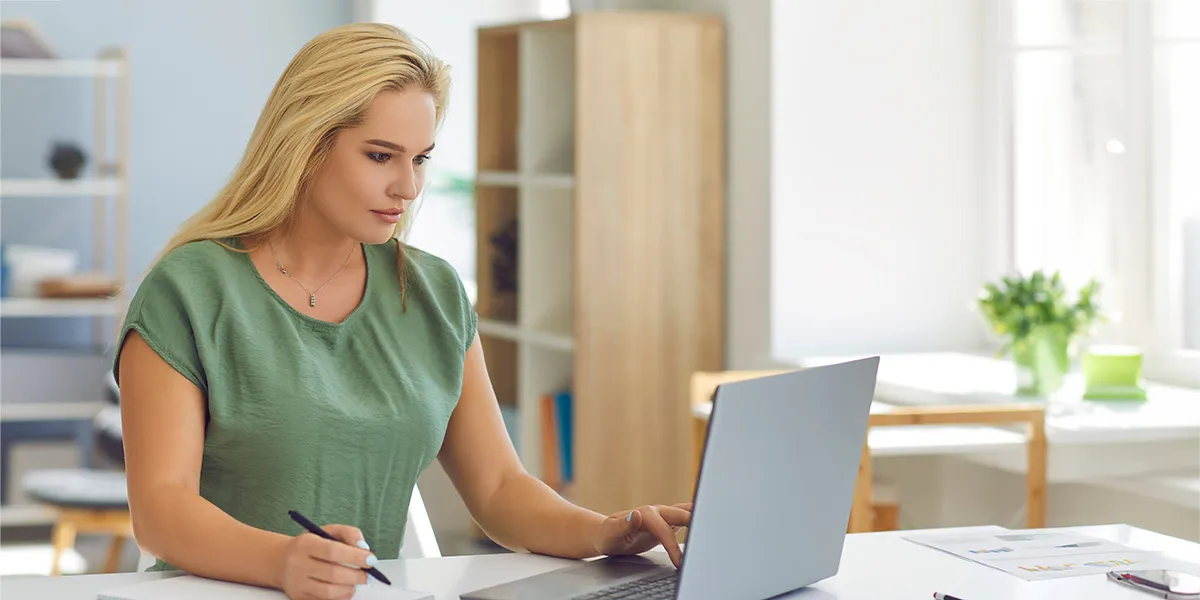 Female working at laptop