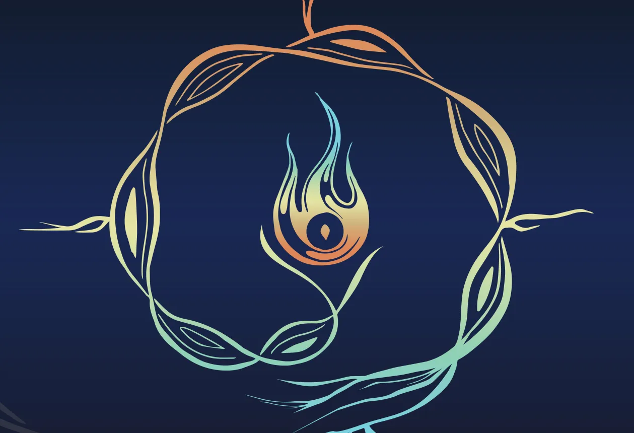 Sweet grass multicolor graphic on a dark blue background
